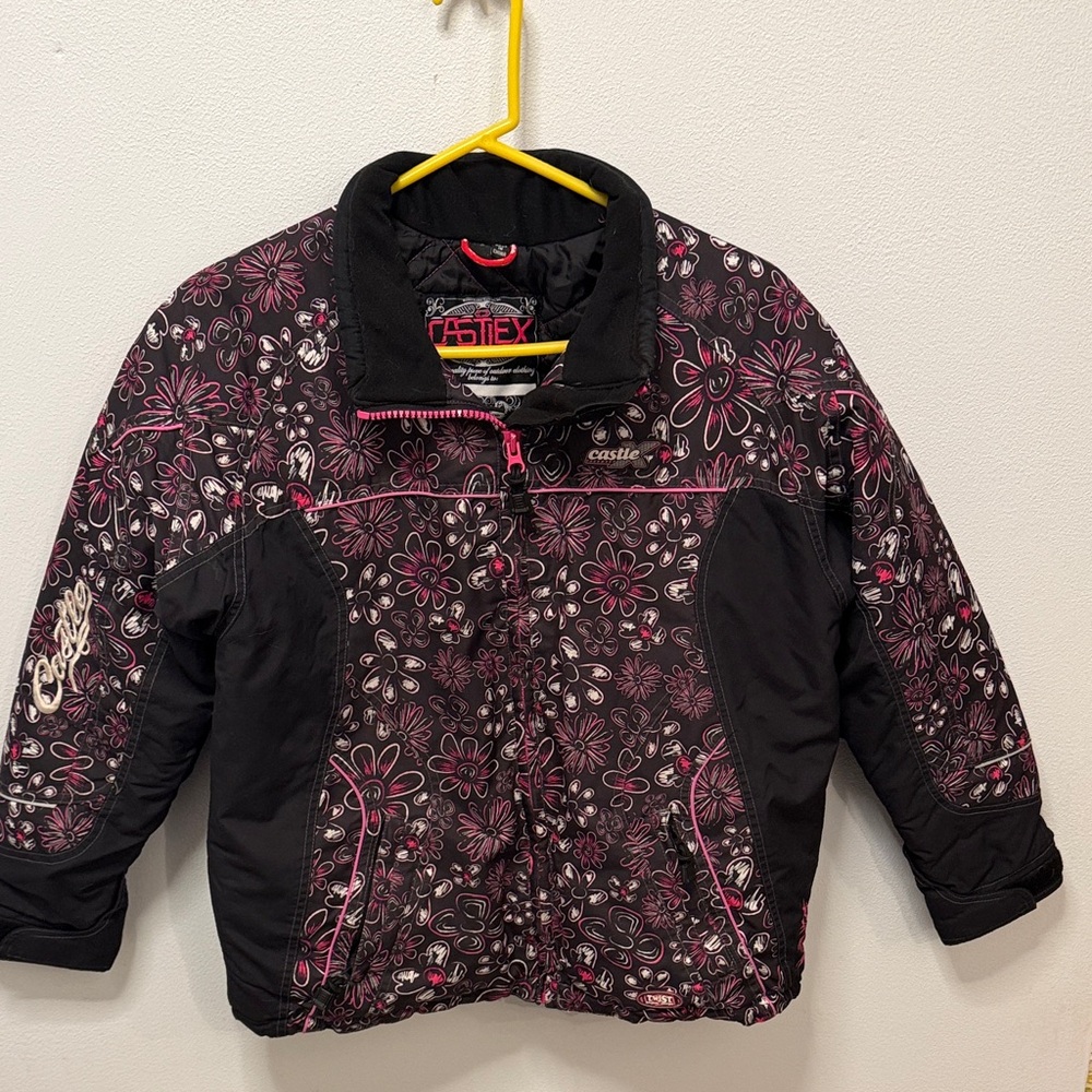 Castle Kids' Black Jacket with Pink Floral Print